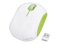 LogiLink Cooper – Mus – optisk – 3 knappar – trådlös – 2.4 GHz – trådlös USB-mottagare – vit grön