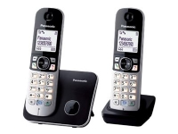 Panasonic KX-TG6812 – Trådløs telefon med opkalds-ID – DECTGAP – sort + ekstra telefonrør – Engelsk brugervejledning