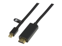 DELTACO DP-HDMI204 - Adapterkabel - Mini DisplayPort hann til HDMI hann - 2 m - svart PC tilbehør - Kabler og adaptere - Videokabler og adaptere