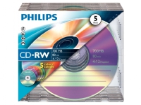 Philips – 5 x CD-RW – 700 MB (80min) 4x – 12x – tunt CD-fodral