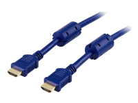 DELTACO HDMI-1020B – HDMI-kabel med Ethernet – HDMI hane till HDMI hane – 2 m – blå