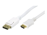 DELTACO - adapterkabel - DisplayPort til HDMI-kabel - 3 m - hvit PC tilbehør - Kabler og adaptere - Videokabler og adaptere