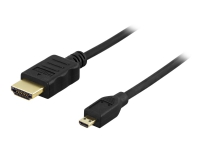 DELTACO HDMI-1023 - HDMI-kabel med Ethernet - mikro-HDMI hann til HDMI hann - 2 m - svart PC tilbehør - Kabler og adaptere - Videokabler og adaptere