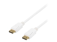 DELTACO – DisplayPort-kabel – DisplayPort (hane) till DisplayPort (hane) – 15 m – sprintlåsning formpressad – vit