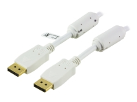 DELTACO – DisplayPort-kabel – DisplayPort (hane) till DisplayPort (hane) – 1 m – vit