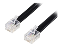 DELTACO - Telefonkabel - RJ-12 (hann) til RJ-12 (hann) - 2 m - svart