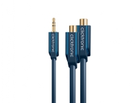 ClickTronic 3.5mm-2x RCA, 0.1m, 3.5mm, Hankjønn, 2 x RCA, Hankjønn, 0,1 m, Blå