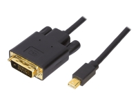 DELTACO DP-DVI202 – DisplayPort-kabel – Mini DisplayPort (hane) till DVI-D (hane) – 2 m – tumskruvar – svart