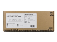 DELTACO GT-189 – Effektband – 3680 Watt – ingång: CEE 7/7 – utgångskontakter: 3 (CEE 7/4 3 x USB typ A) – 1.5 m sladd – vit