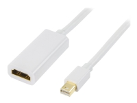 DELTACO DP-HDMI100 - Adapterkabel - Mini DisplayPort hann til HDMI hunn - 1 m - hvit PC tilbehør - Kabler og adaptere - Videokabler og adaptere