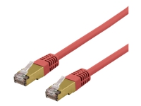 DELTACO SFTP-61RAH - Patch-kabel - RJ-45 (hane) till RJ-45 (hane) - 1 m - SFTP - CAT 6a - halogenfri, formpressad - röd