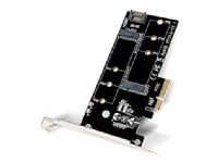 KT015 PCIe-adapter för 2xM.2 SATA SSD, PCIe X4 och S-ATA DELTACOIMP svart / KT015