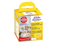 Avery A1976411, Hvit, Avrundet rektangel, Permanent, Svart på hvitt, Rolle, Folie Papir & Emballasje - Etiketter
