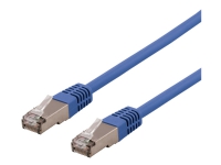 DELTACO SFTP-603BH – Patch-kabel – RJ-45 (hane) till RJ-45 (hane) – 30 cm – SFTP – CAT 6 – halogenfri formpressad – blå