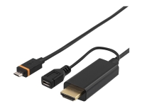 DELTACO – HDMI-adapter – Micro-USB (SlimPort) till HDMI Mikro-USB typ B (endast ström) – 1 m – svart