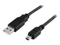 DELTACO USB-24S – USB-kabel – USB (hane) till mini-USB typ B (hane) – 1 m – svart