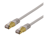 DELTACO – Patch-kabel – RJ-45 (hane) till RJ-45 (hane) – 50 cm – SFTP – CAT 6a – halogenfri formpressad – grå