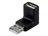 DELTACO – USB-adapter – USB (han) til USB (hun) – 90° stikforbindelse – sort