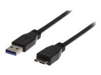 DELTACO USB3-020S – USB-kabel – Micro-USB typ B (hane) till USB typ A (hane) – USB 3.0 – 2 m – svart