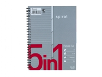 Kollegieblok Bantex m/spiral A5+ 5in1 linjeret 5x15ark
