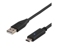 DELTACO – USB-kabel – USB (hane) till USB-C (hane) – USB 2.0 – 50 cm – svart