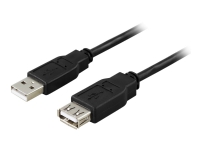 DELTACO USB2-12S – USB-förlängningskabel – USB (hane) till USB (hona) – USB 2.0 – 2 m – svart