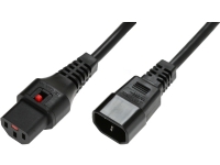 MicroConnect – Förlängningskabel för ström – IEC 60320 C14 till IEC 60320 C13 spärrad – 2 m – svart