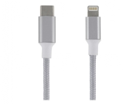 USB-C Lightning-kabel, 2m, flettet, sølv EPZI / USBC-1314 PC tilbehør - Kabler og adaptere - Datakabler