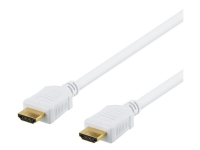 DELTACO HDMI-1015AD - HDMI-kabel med Ethernet - HDMI hann til HDMI hann - 1.5 m - hvit - 4K-støtte PC tilbehør - Kabler og adaptere - Videokabler og adaptere