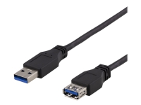 Image of DELTACO USB3-241 - USB-förlängningskabel - USB typ A (hona) till USB typ A (hane) - USB 3.1 Gen 1 - 1 m - svart