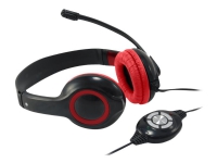 Conceptronic CCHATSTARU2R - Hodesett - on-ear - kablet - USB - svart, rød