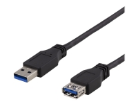 Image of DELTACO USB3-242 - USB-förlängningskabel - USB typ A (hona) till USB typ A (hane) - USB 3.1 Gen 1 - 2 m - svart