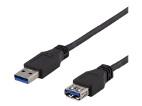 DELTACO USB3-243 – USB-förlängningskabel – USB typ A (hona) till USB typ A (hane) – USB 3.1 Gen 1 – 3 m – svart