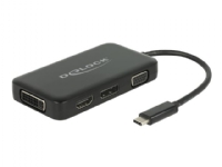 Delock – Extern videoadapter – USB-C – DVI HDMI DisplayPort VGA – svart