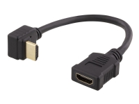 DELTACO HDMI-21E - HDMI-adapter - HDMI hunn til HDMI hann vinklet nedover - 20 cm - svart PC tilbehør - Kabler og adaptere - Videokabler og adaptere