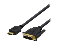 DELTACO HDMI-112D - Adapterkabel - HDMI hann til DVI hann - 2 m - svart - 1080p-støtte PC tilbehør - Kabler og adaptere - Videokabler og adaptere