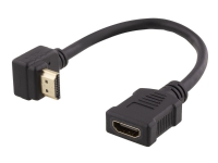 Bilde av Deltaco Hdmi-21b - Hdmi-adapter - Hdmi Hann Vinklet Til Hdmi Hunn - 20 Cm - Svart