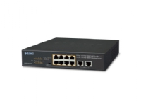 PLANET GSD-1008HP, Uhåndtert, Gigabit Ethernet (10/100/1000), Full tosidig, Strøm over Ethernet (PoE), Rack-montering, 1U