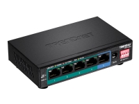 TRENDnet TPE LG50 - Switch - ikke-styrt - 4 x 10/100/1000 (PoE+) + 1 x 10/100/1000 - stasjonær - PoE+ (32 W) - TAA-samsvar