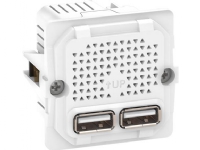 LAURITZ KNUDSEN USB strømforsyningen 1 modul anvendes til at oplade og strømforsyne apparater som strømforsynes via USB type A Maks 2,1A el 2×1,05A.
