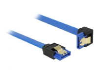 Delock - SATA-kabel - Serial ATA 150/300/600 - SATA (R) rak till SATA (R) vinklad nedåt - 10 cm - sprintlåsning - blå