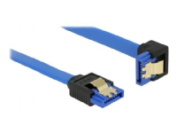 Delock - SATA-kabel - Serial ATA 150/300/600 - SATA (R) vinklad nedåt till SATA (R) rak - 20 cm - sprintlåsning - blå