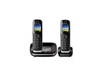 Panasonic KX-TGJ322 DECT-telefon högtalartelefon 250 poster namn och visningsnummer textmeddelanden (SMS) svart. Telefonprodukten fungerar inte i Storbritannien.