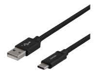 DELTACO – USB-kabel – USB (hane) till USB-C (hane) – USB 2.0 – 3 A – 2 m – svart