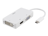 DELTACO USBC-HDMI15 - Ekstern videoadapter - USB-C - DVI, HDMI, VGA - hvit PC-Komponenter - Skjermkort & Tilbehør - USB skjermkort