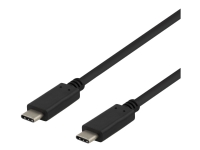 DELTACO USBC-1401 – USB-kabel – USB-C (hane) till USB-C (hane) – USB 3.1 Gen 2 – 5 A – 50 cm – USB-strömleverans (5A 100W) – svart