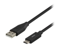 DELTACO USBC-1003M – USB-kabel – USB-C (hane) till USB (hane) – USB 2.0 – 3 A – 50 cm – svart