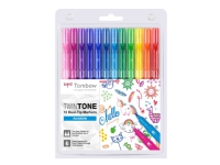 Marker Tombow TwinTone Rainbow 0,3/0,8 mm ass. farver (12 stk.) Skriveredskaper - Markør - Øvrige markør