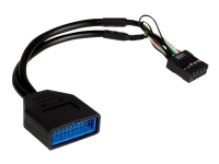 Inter-Tech - Intern USB-adapter - 9-pins USB-header (hunn) til 19-pins USB 3.0-plugg (hann) - 15 cm - svart PC tilbehør - Kabler og adaptere - Adaptere