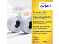 Etikett avery för prispistol 2 rader 26 x 16 mm vit 10 rullar